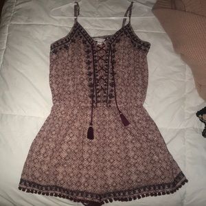 Burgundy, white and grey romper